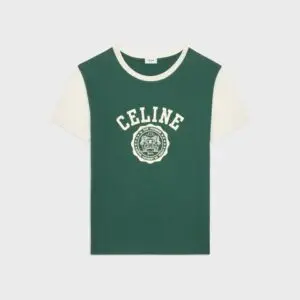 celine blason regular t-shirt in cotton jersey MOSS GREEN