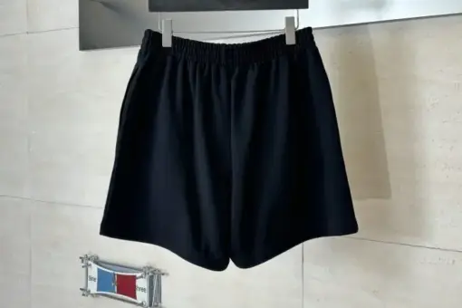 Balenciaga Shorts Black Contrasting White Logo Printed