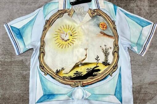 Amiri Multicolor Graphic Landscape Print Bowling Shirt White