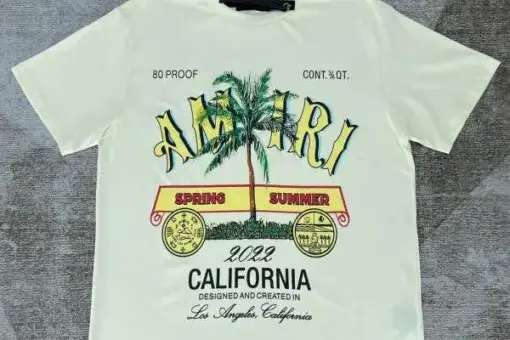 Amiri Rum Label Almond T-shirt White