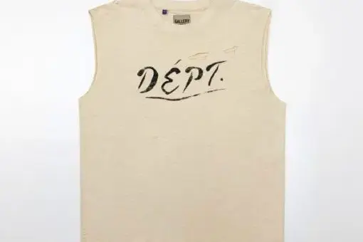 Gallery Dept. Crew-Neck Sleeveless Men T-Shirt Cream White