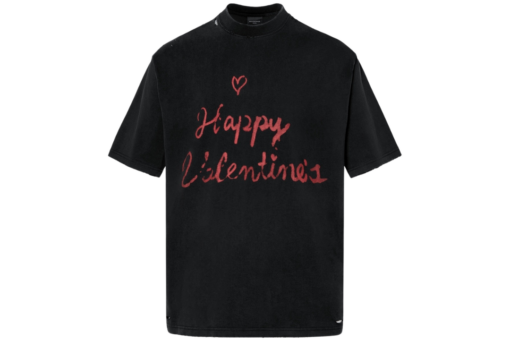 Balenciaga Short Sleeve T Shirt Black Happy Valentines