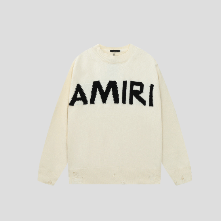 AMIRI Monogram Intarsia Crewneck Sweater White 2026 | Drip Kickz AMIRI Monogram Intarsia Crewneck Sweater White - Image 2