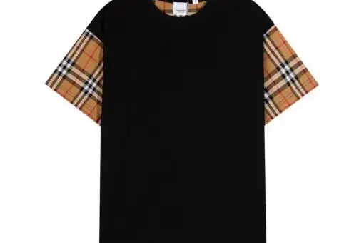 Burberry Checked Poplin-Trimmed Cotton-Jersey T-Shirt Black