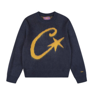 Corteiz C Star Mohair Knit Sweater Navy