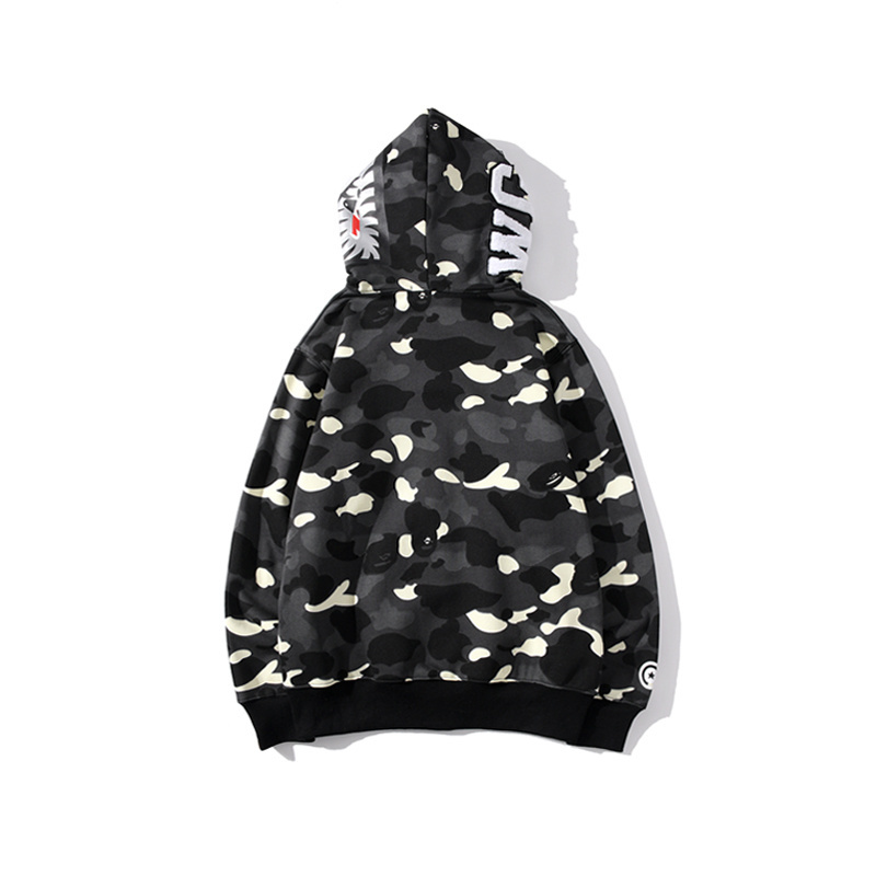 BAPE Shark Head Glow In The Dark Polka Dot Camouflage Full Zip Hoodie Black 2026 | Drip Kickz BAPE Shark Head Glow In The Dark Polka Dot Camouflage Full Zip Hoodie Black - Image 2