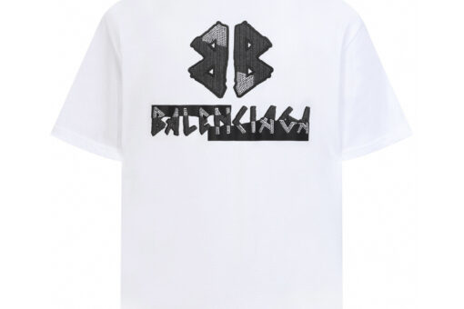 Balenciaga Fit White T Shirt With BB Monogram