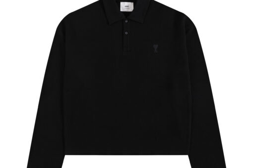 Ami Long Sleeve Polo Shirt Black