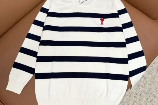 Ami Paris White Striped Sweater