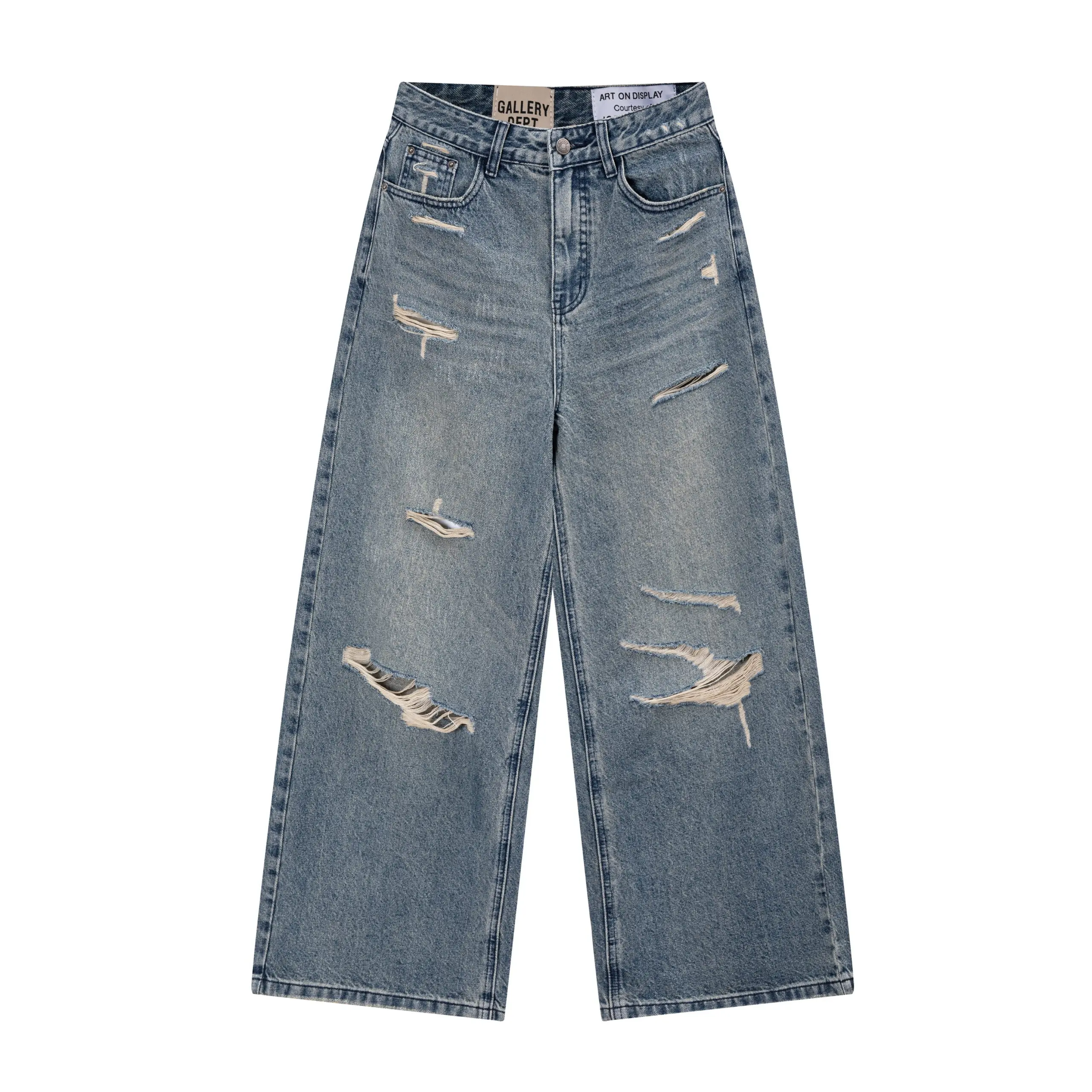 Gallery Dept. Washed Denim Blue Hem Ripped Baggy Jeans 2026 | Drip Kickz Gallery Dept. Washed Denim Blue Hem Ripped Baggy Jeans