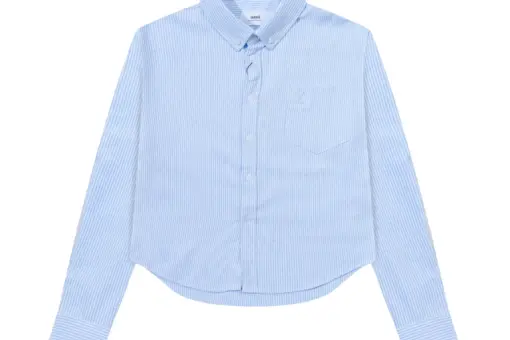 Ami Paris Shirt with a Striped Pattern Sky Blue