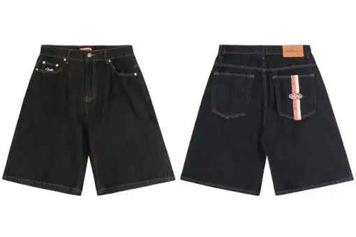 Corteiz Denim Patchwork Bandana Denim Black Shorts