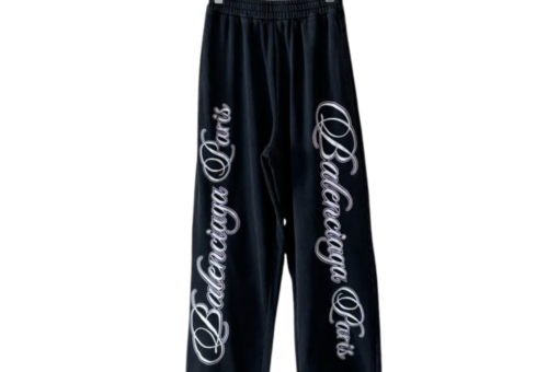 Balenciaga Cursive Baggy Pants Black Dry Fleece - L