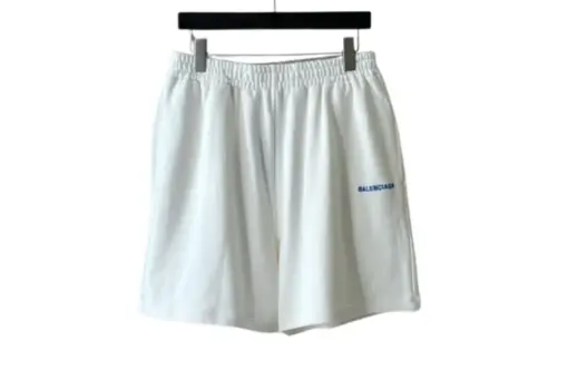 Balenciaga Embroidered Logo Cotton Shorts White