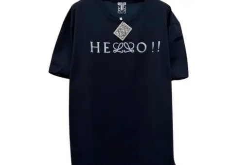 Loewe Hello Logo Print Cotton Blend T Shirt Black