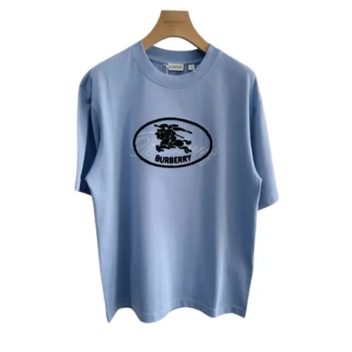 Burberry Ryan Embroidered Cotton T Shirt Light Sky Blue 2026 | Drip Kickz Burberry Ryan Embroidered Cotton T Shirt Light Sky Blue