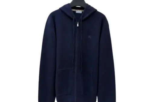 Burberry Navy Blue Zip Up Hooded Sweatshirt Hoodie