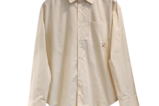 Loewe Off White Cotton Shirt Anagram Embroidery Chest Patch Pocket