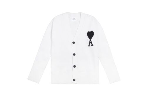 Ami Paris De Coeur Wool Cardigan White
