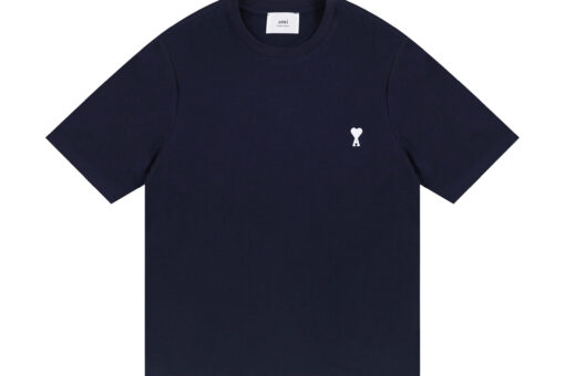 AMI Paris Cropped T-Shirt Navy Blue
