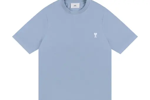 AMI Paris Cropped T-Shirt Sky Blue