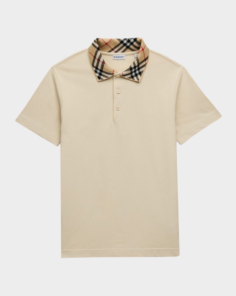 Burberry Cody Check-Collar Polo T-Shirt Beige 2026 | Drip Kickz Burberry Cody Check-Collar Polo T-Shirt Beige