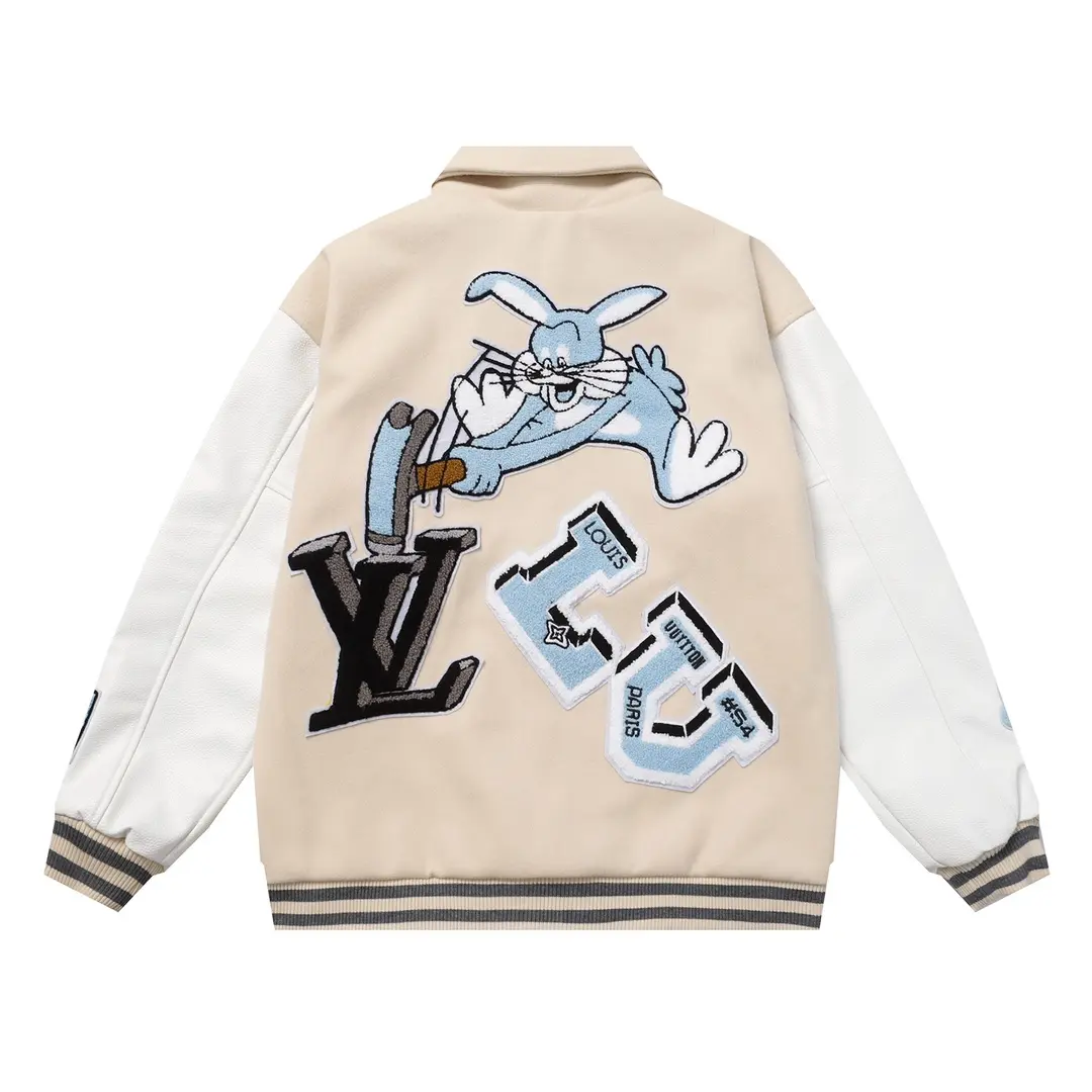 LV Varsity Jacket Beige & White 2026 | Drip Kickz LV Varsity Jacket Beige & White - Image 2