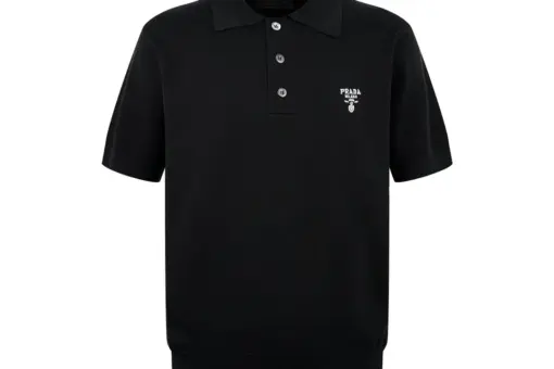 Prada Men’s Black Superfine Wool Polo Shirt