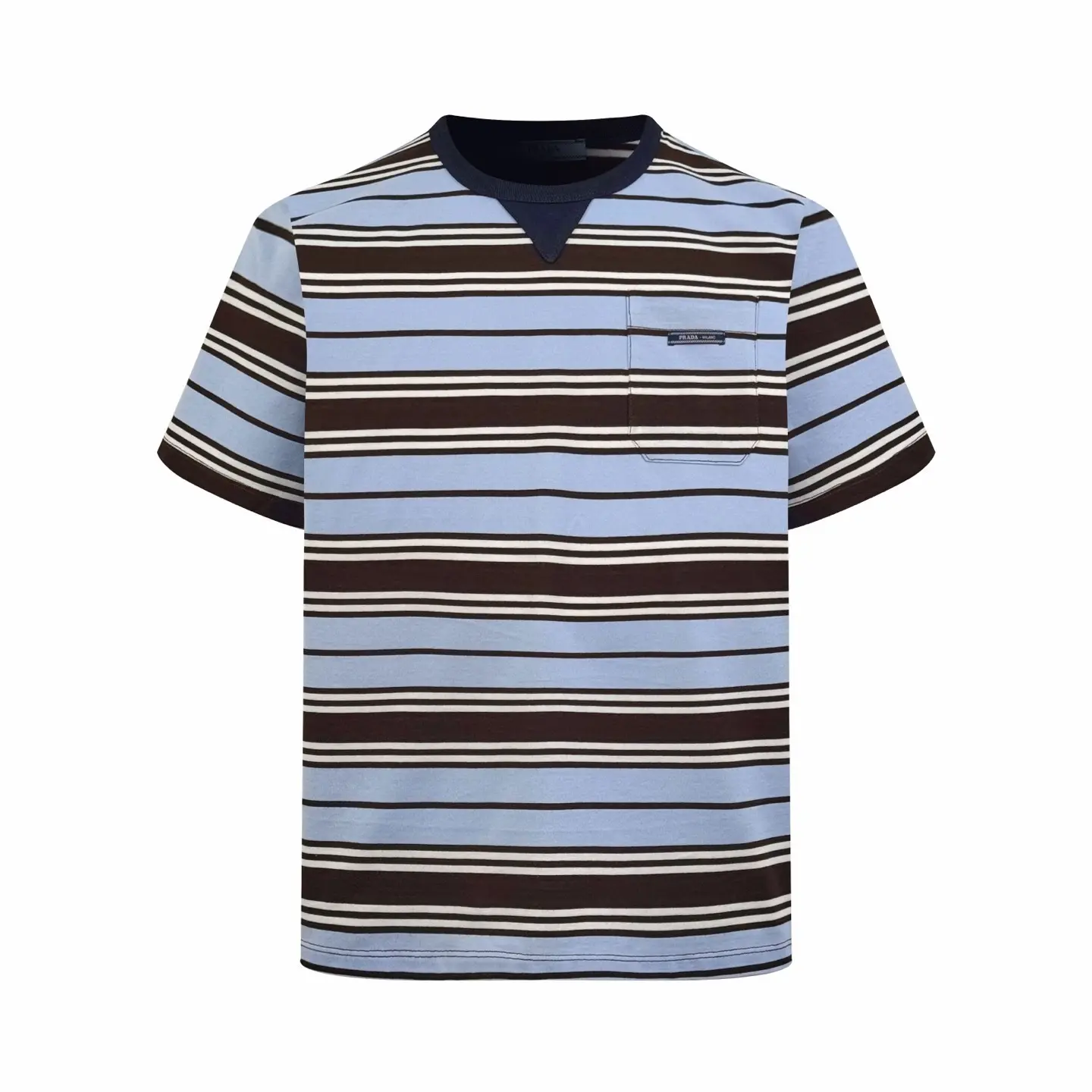 Prada Logo-Patch Striped Cotton-Lisle T-Shirt 2026 | Drip Kickz Prada Logo-Patch Striped Cotton-Lisle T-Shirt