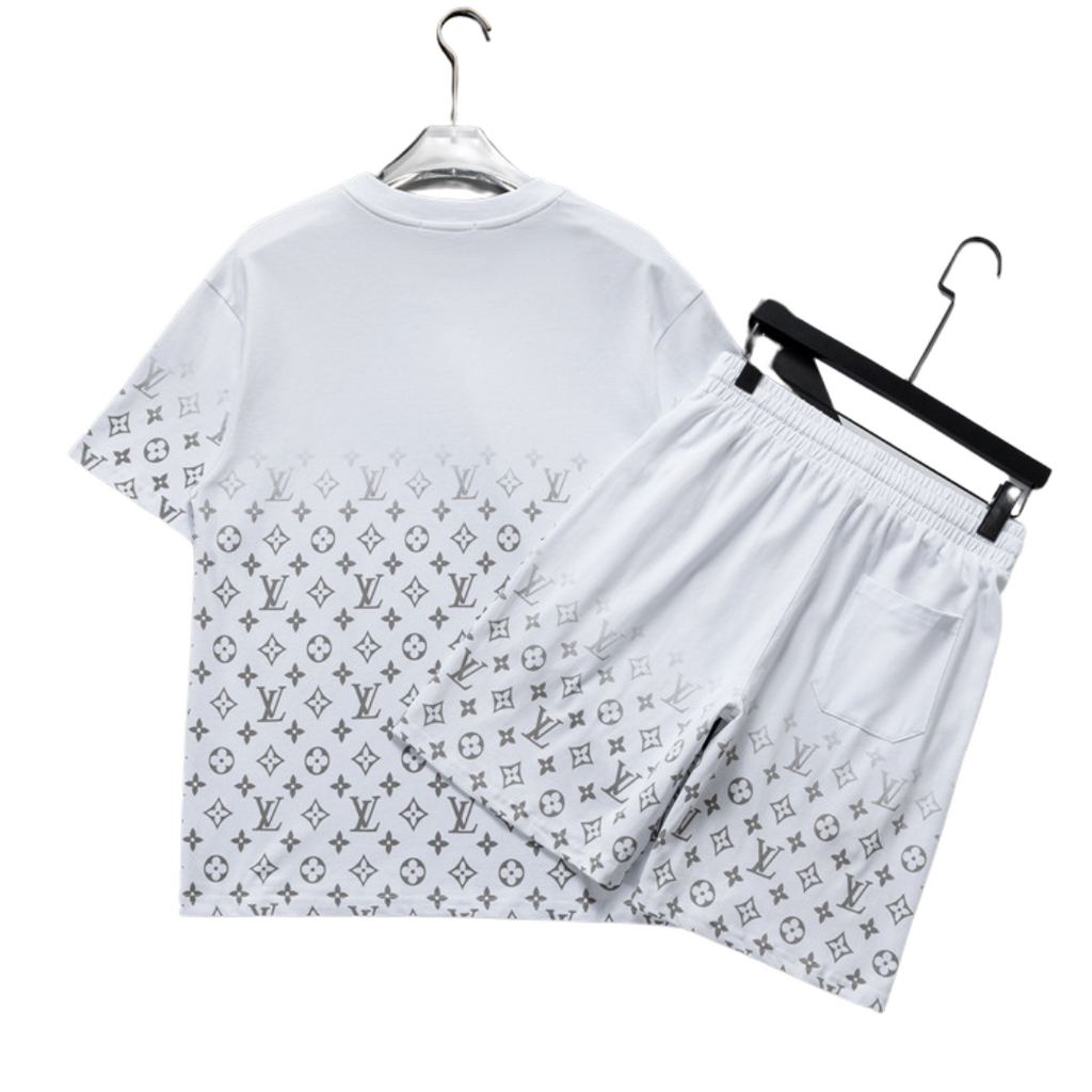 LV Monogram Short Set White 2026 | Drip Kickz LV Monogram Short Set White