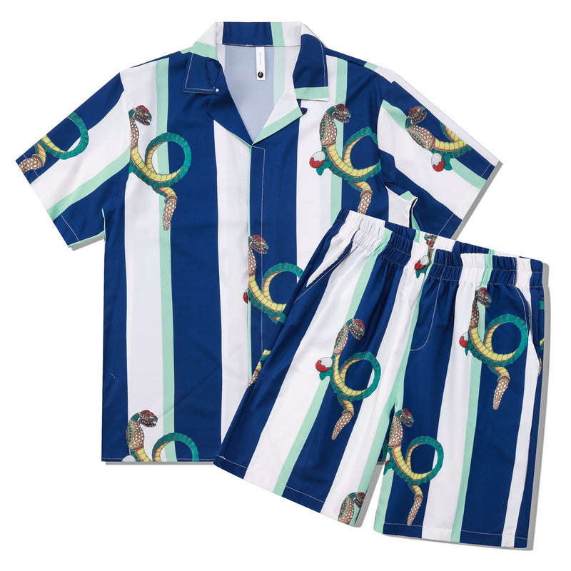 Casablanca Short Set White Blue Stripe 2026 | Drip Kickz Casablanca Short Set White Blue Stripe