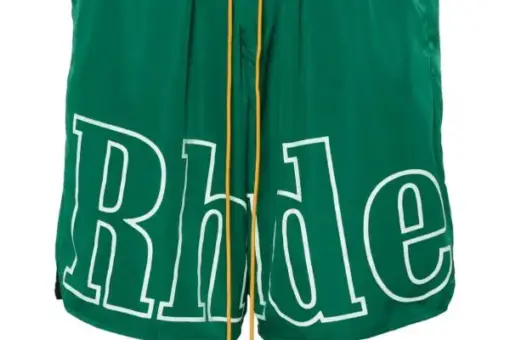 RHUDE logo-print track shorts green