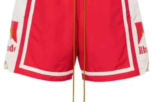 RHUDE Moonlight mid-rise track shorts red