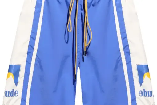 RHUDE logo-print track shorts blue