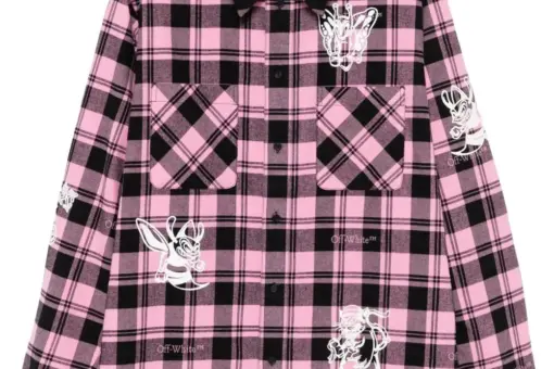 Off-White Character Check flannel shirt pink