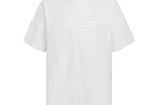 Prada Boxy Fit Cotton T-Shirt White