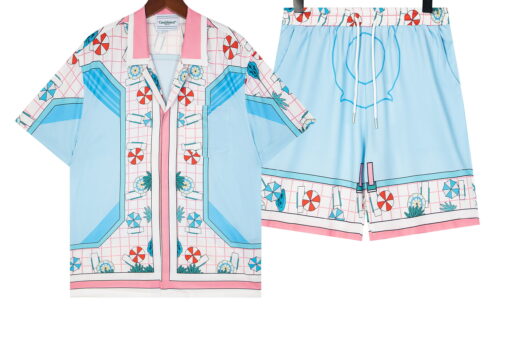 Casablanca Copacabana Printed Silk Shirt And Short Set