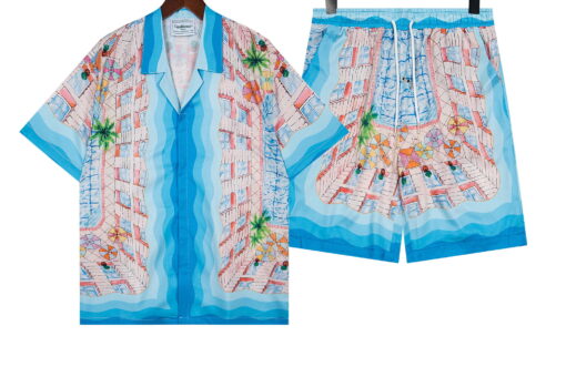 Casablanca Le Plongeon Silk Camp Shirt And Short Set