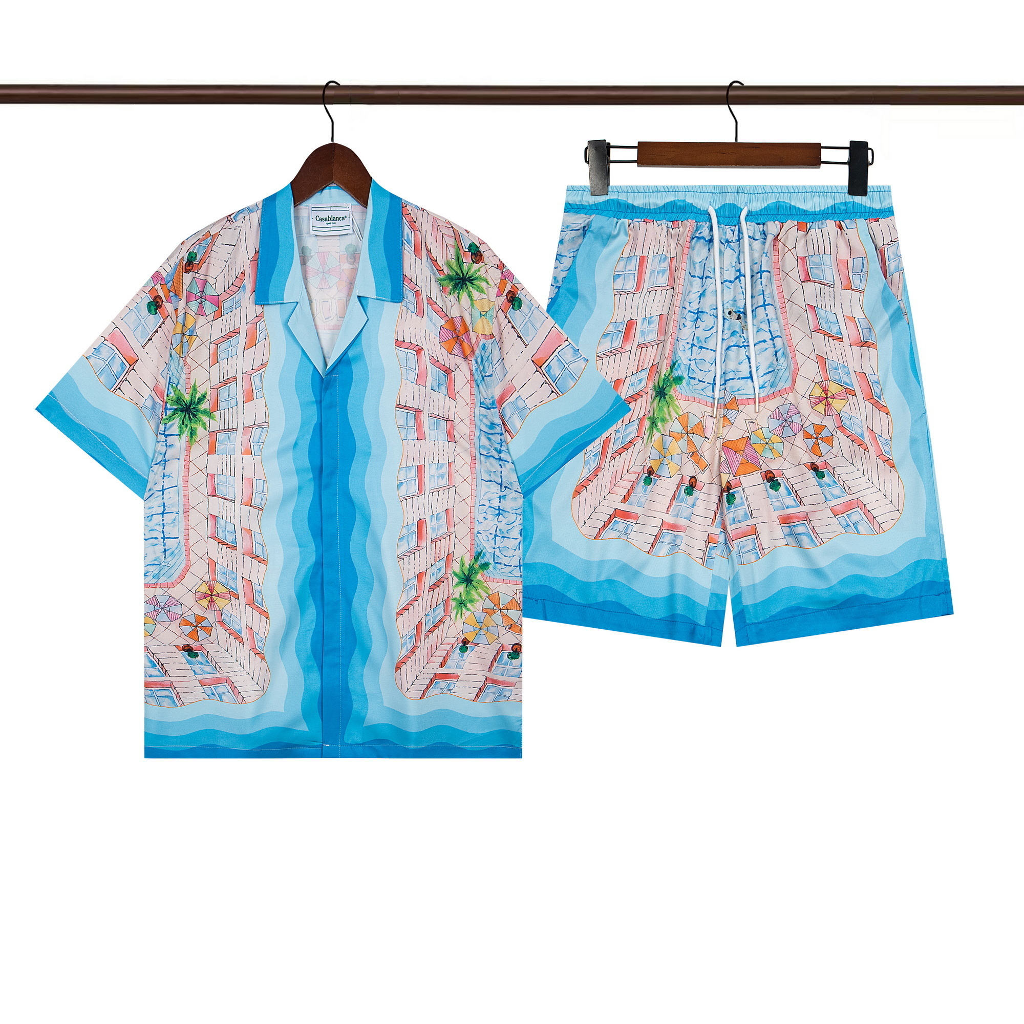 Casablanca Le Plongeon Silk Camp Shirt And Short Set 2026 | Drip Kickz Casablanca Le Plongeon Silk Camp Shirt And Short Set