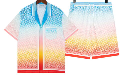 Casablanca Diamond Monogram Silk Shirt And Short Set