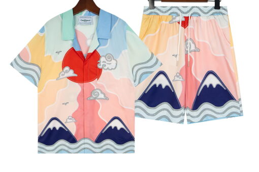 Casablanca Soleil Levant Cuban Collar Shirt And Short Set