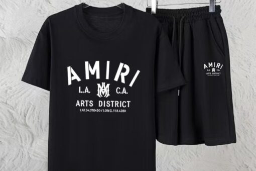 Amiri Arts District Logo Cotton T-Shirt And Short Set Black