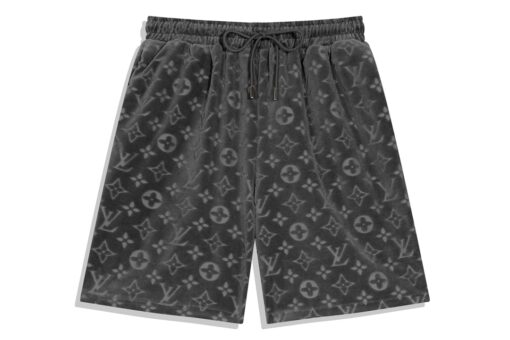 LV Monogram Moire Jacquard Silk Shorts Grey