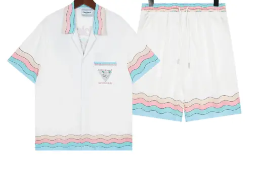 Casablanca Tennis Club Icon Short Sleeve Silk Shirt And Short Set