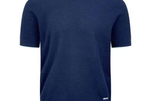Prada Short-Sleeve Crew Neck Sweater Blue