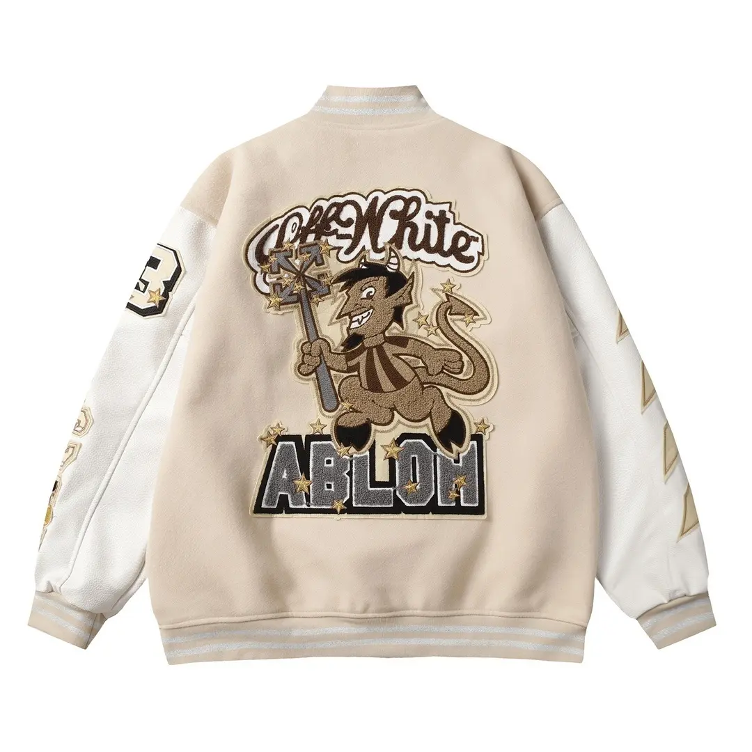 Off-White AC Milan Patch Varsity Jacket Cream/White 2026 | Drip Kickz Off-White AC Milan Patch Varsity Jacket Cream/White - Image 2