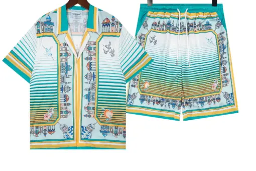 Casablanca Cityscape Graphic-Print Silk Shirt And Short Set