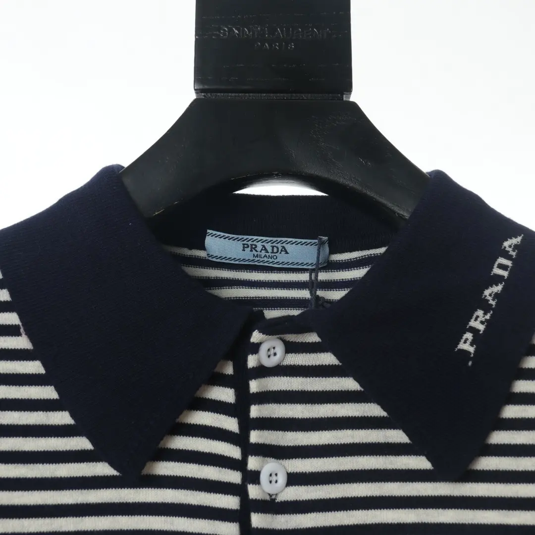 Prada Striped Piqué Polo Shirt Dark Collar 2026 | Drip Kickz Prada Striped Piqué Polo Shirt Dark Collar - Image 2