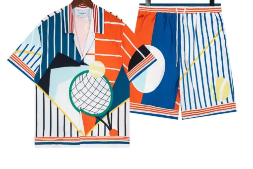 Casablanca L’Arc Coloré Silk Shirt And Short Set