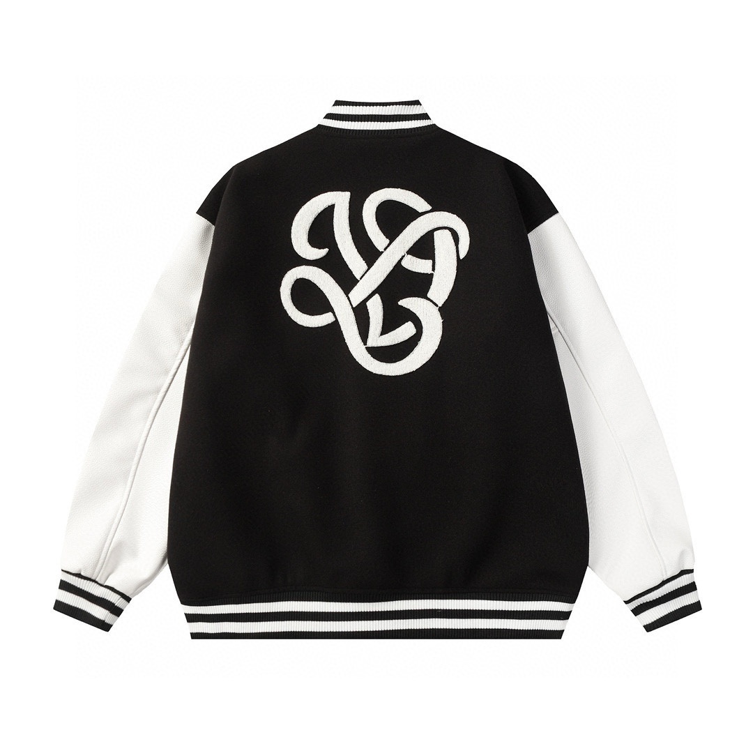 LV Varsity Bomber Jacket Black & White 2026 | Drip Kickz LV Varsity Bomber Jacket Black & White - Image 2